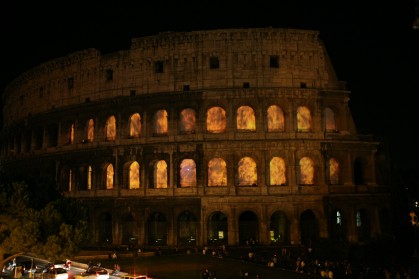 Colosseum on fire